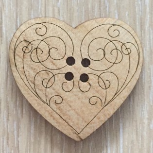 BUTTON - WOODEN HEART LARGE 2